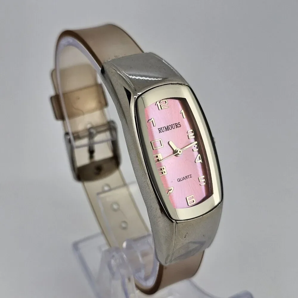 Rumours Women's Watch 22MM Pink Orange Dial Clear‎ Plastic Bands New Battery